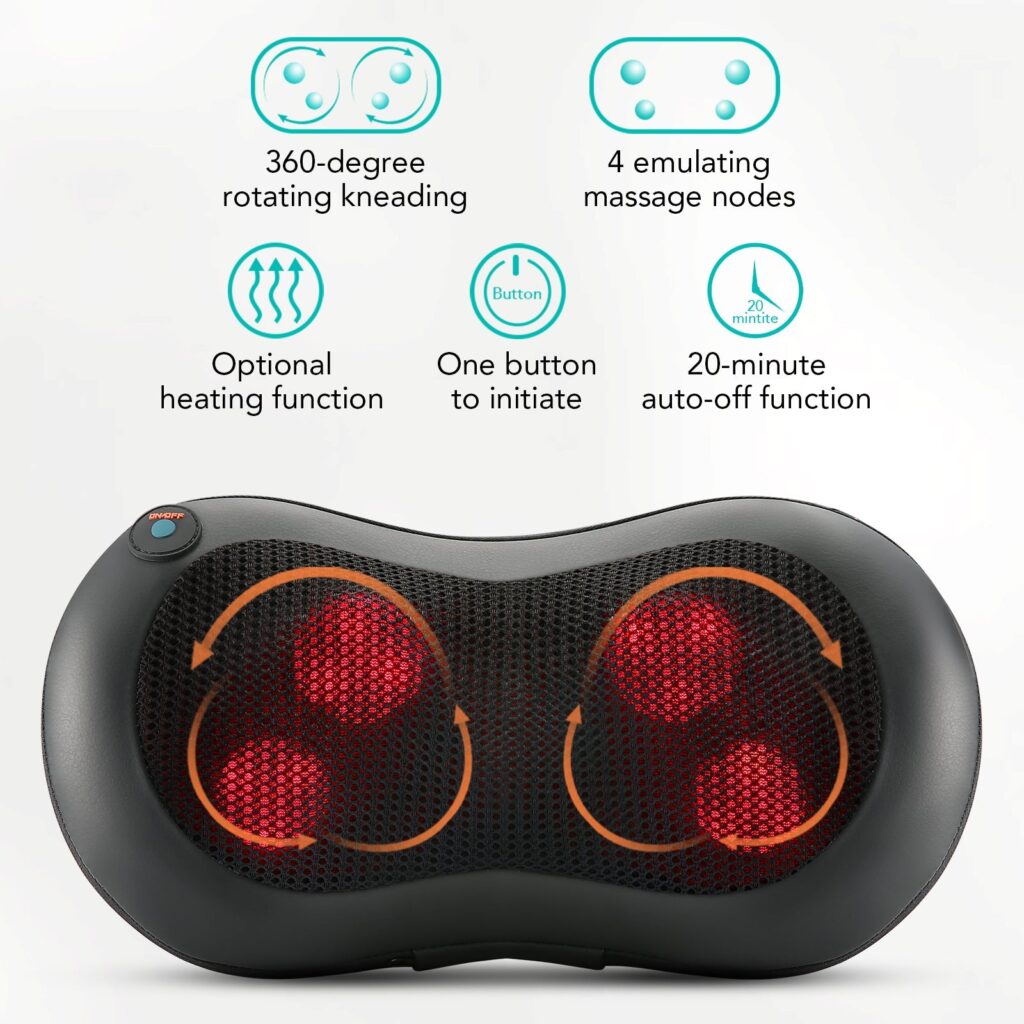 Massage pillow - heated shiatsu pillow Naipo MGP-129G