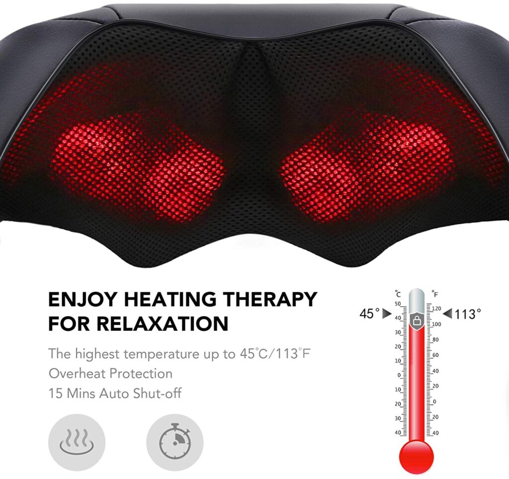 Neck and back massager - heated shiatsu pillow Naipo MGS-801
